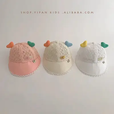 Baby Mesh Sun Hat with Heart Decor
