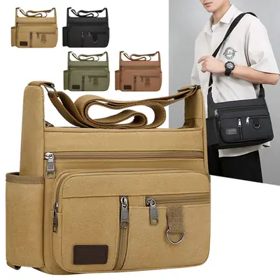 Men's Large Capacity Crossbody Bag Canvas Multi-Color