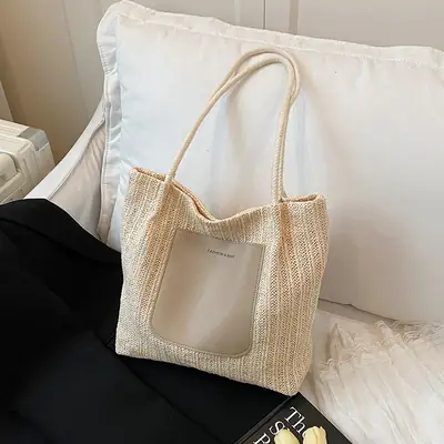 New Large Capacity Straw Woven Shoulder Bag for Women