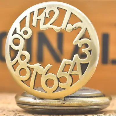 Retro Gold Pocket Watch Necklace for Men Women