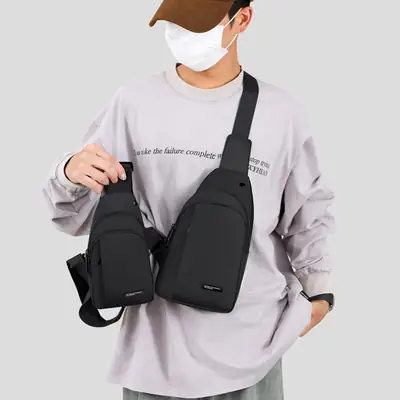Men's Black Crossbody Bag Lightweight Casual Travel Satchel