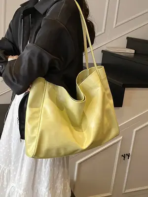 Yellow Large Armpit Tote Bag for Women 2025