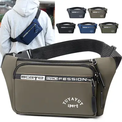 Men's Grey Waist Crossbody Bag Sport Professional