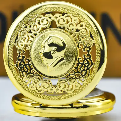 Full Luminous Gold Pocket Watch Necklace Watch for Men Women