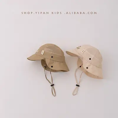 Baby Sun Hat with "Rucky" Logo, Beige, 2025 Summer