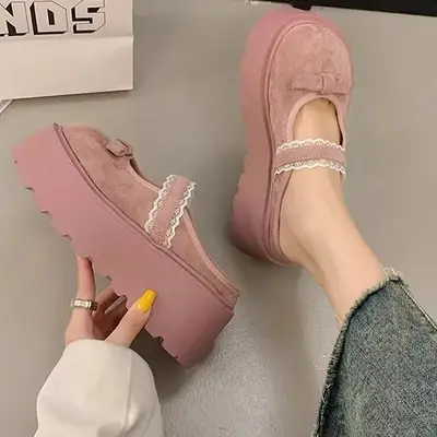 Women Pink Bow Knot Thick Platform Sandals