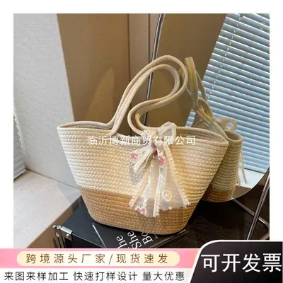New Fashion Large Capacity Woven Bag Women's All-match Crossbody Bag Shoulder Bag Portable Tote Bag Travel Beach Bag luggage and leather goods