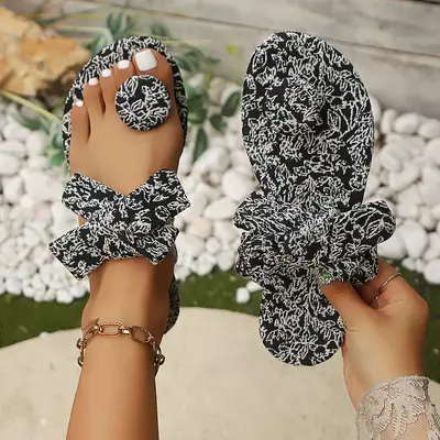 2025 Summer Strap Thong Round Toe Sandals