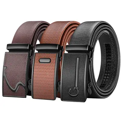 Men's Brown Leather Automatic Buckle Belt