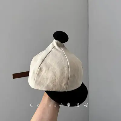 Baby Bean Hat Cotton Linen Spring Autumn Small