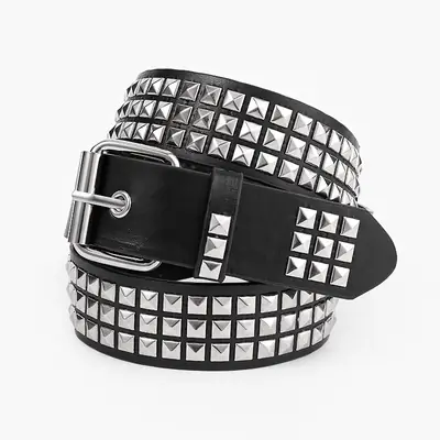 Purple Beaded Rivet Belt for Women