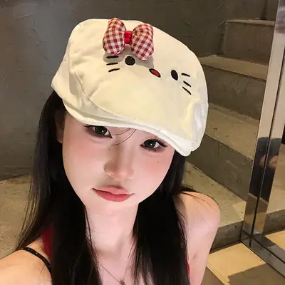 Cute Bowknot Cat Hat Women Spring Summer Japanese All-match
