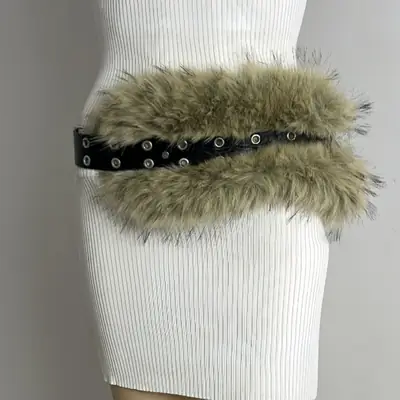New Rabbit Fur Belt for Women Europe America Cross Border