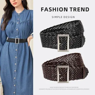 Women's Non-Perforated Woven Belt in Multiple Colors