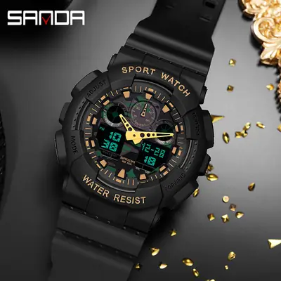 Sanda Green Dual Display Waterproof Men's Watch