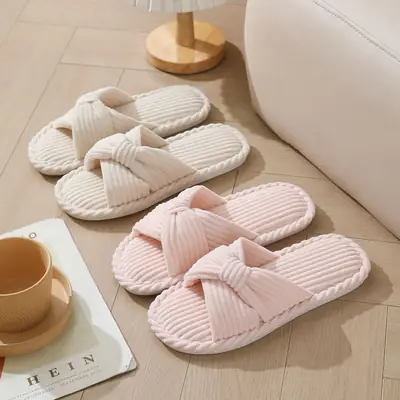Cross-border New Corduroy Cross Cotton Slippers Autumn and Winter Household Wholesale Indoor Home Warm Slippers Women's Winter