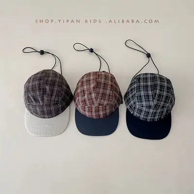 Children's Plaid Baseball Cap Spring Summer Outdoor Camping Sunshade Cap