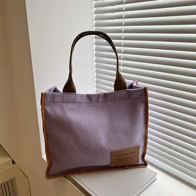 2025 Purple Canvas Tote Bag Large Capacity Women