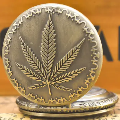Cross-Border Leaf Pattern Flip Pocket Watch Necklace