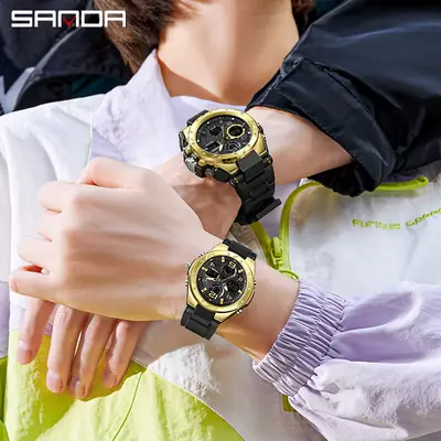 Sanda Red Dual Display Sports Watch for Men Women