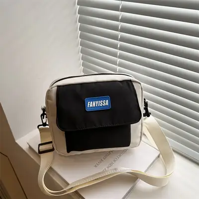 Japanese Style Crossbody Bag Black White 2025 Summer Canvas