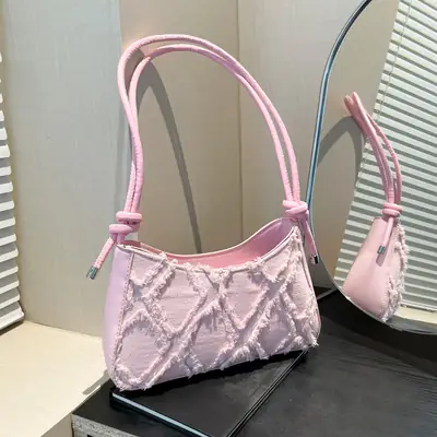 Pink Quilted Shoulder Crossbody Bag for Women