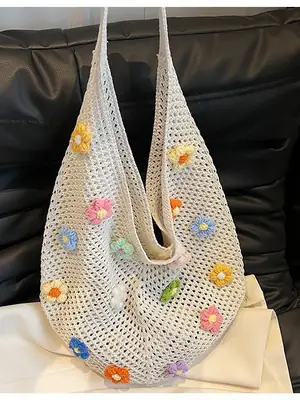 Women's Flower Hollow-out Woven Bag Large Capacity