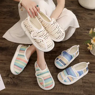 Thin Postpartum Shoes for Women Spring and Summer Thick-Soled Velcro Home Maternity Bag Heel Soft-Soled Cotton Slippers Non-Slip Wholesale