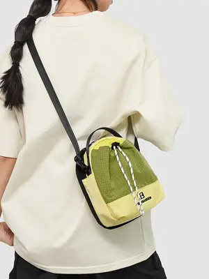 Crossbody Mobile Phone Bag Green Yellow Drawstring