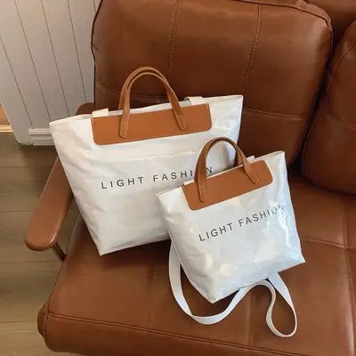 Women Transparent Paper Tote Bag 2025 Large Capacity