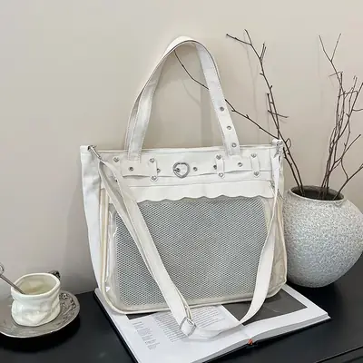 2025 Transparent Square Handbag with Mesh Design