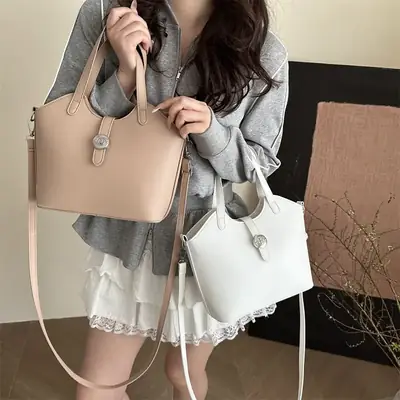 Women's Textured Shoulder Bag White Beige New Arrival