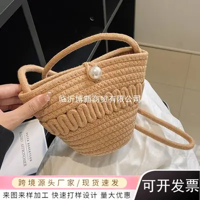 New Summer Women's Pearl Bucket Bag Mini Travel Bag