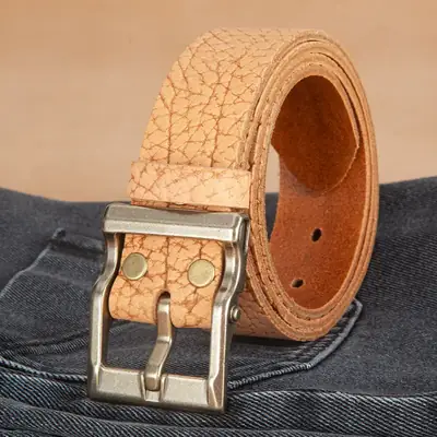 Men's Genuine Leather Vintage Buckle Belt Tan