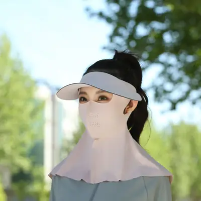 Women's Reusable Sun Protective Mask with Veil Cap