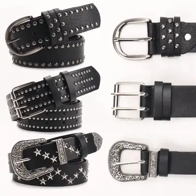 Black Belt with Star Stickers for Women
