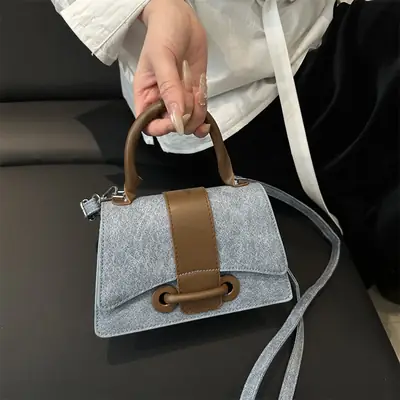 Women's Mini Handheld Bag with Leather Strap