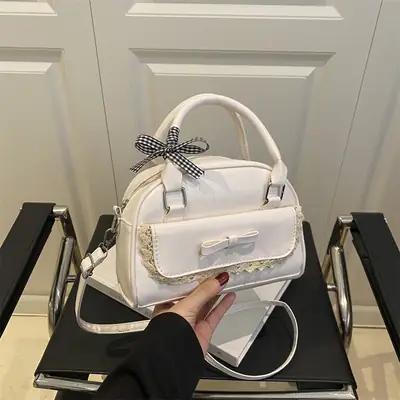 White Korean Style Shoulder Bag with Bow