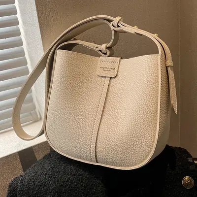 Beige Textured Crossbody Bag for Women 2025