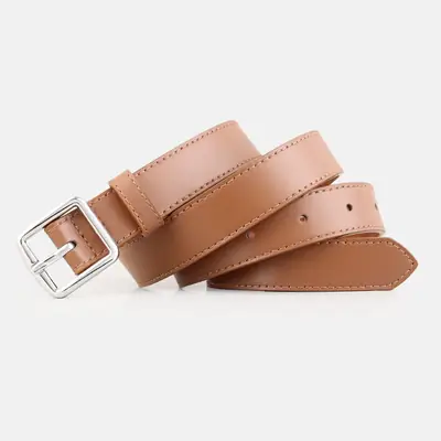 Women's First Layer Cowhide Belt with Square Pin Buckle