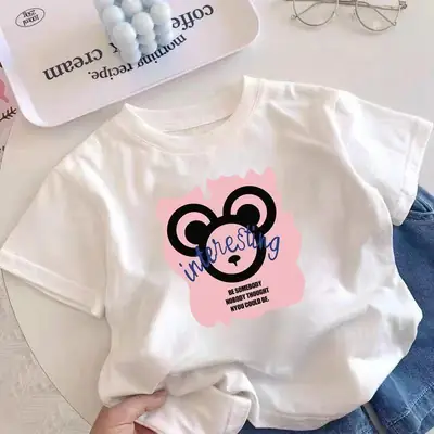 100% Cotton Kids T-Shirt White 2025 New Small Medium