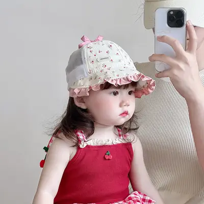 Baby Sun Hat with Mesh Cap & Strawberry Design