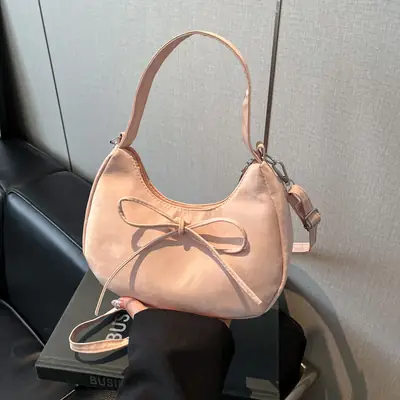 Pink Bow Shoulder Bag for Women Commute 2025