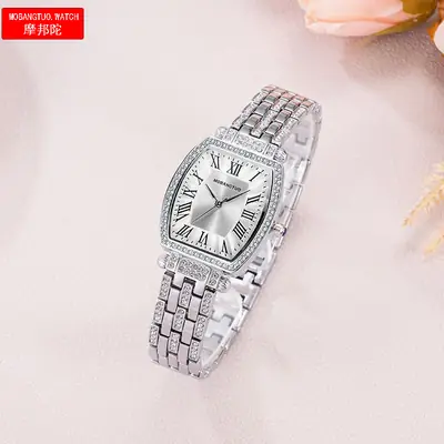 Rose Gold Cross Bracelet Women's Quartz Watch with Roman Scale