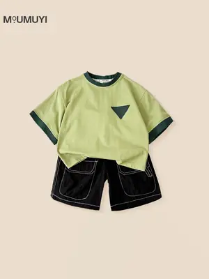 Boys Green Short Sleeve T-Shirt Shorts Set 2026