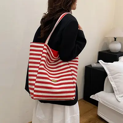 Women Casual Striped Shoulder Bag 2025