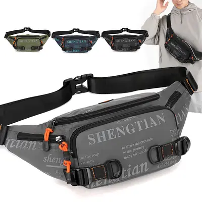 Men's Waterproof Crossbody Waist Bag with Adjustable Strap