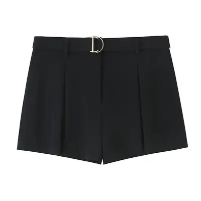 Black Belted High Waist Pants for Women 2025