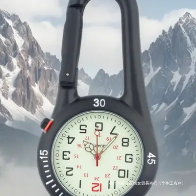 Carabiner Hanging Watch Black Quartz Pointer Sports Watch
