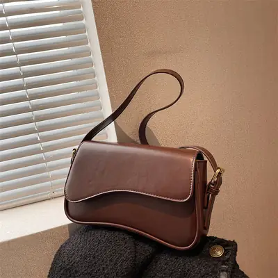 Small Brown Leather Crossbody Bag for Women 2025
